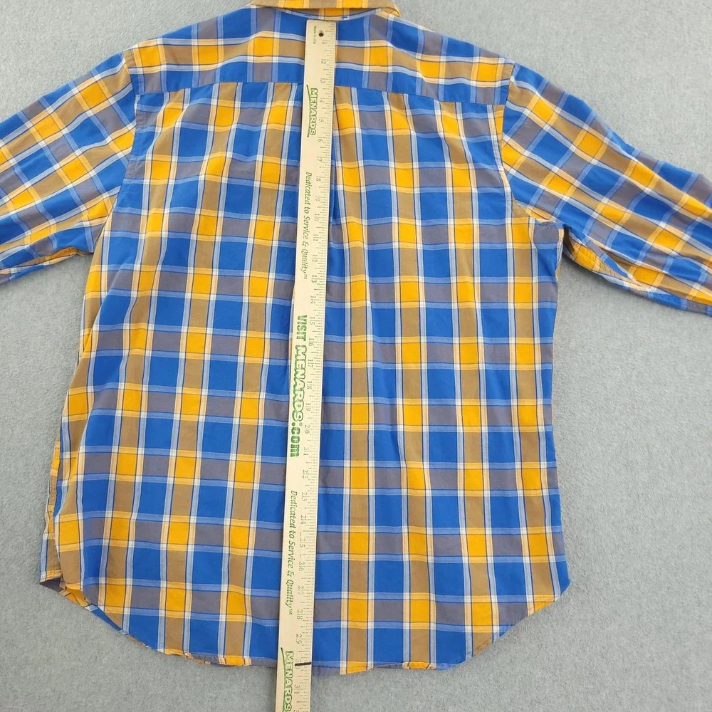 Banana Republic Shirt Mens XL Blue Yellow Plaid Long Sleeve Button Up Slim Fit